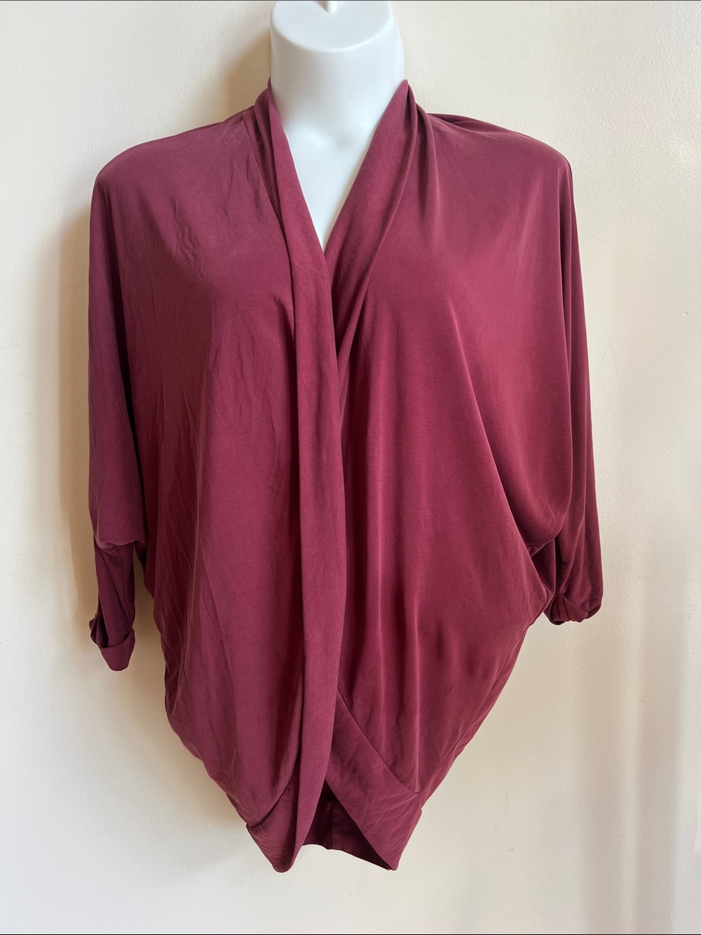 miami Draped Wrap-Front Tunic in Burgundy